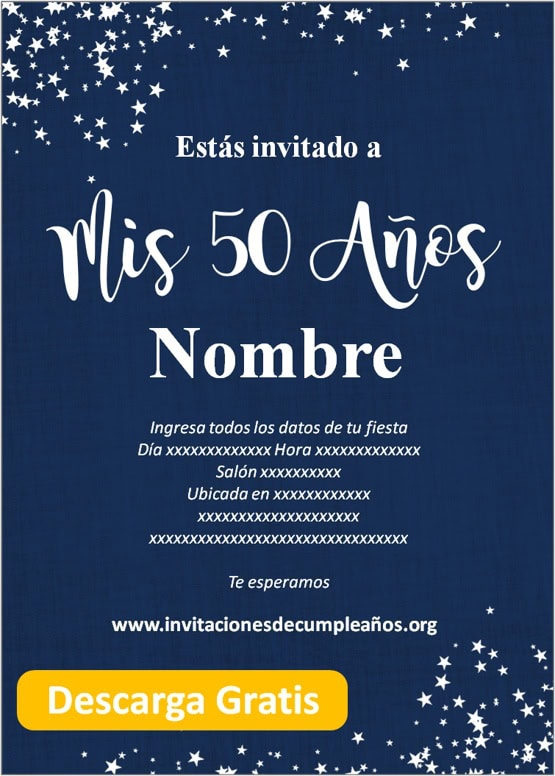 Invitación De 50 Años Mujer, SPANISH 50th Birthday Invitation, 50 Años  Cumpleaños Adulto Mujer, Invitacion De 50 Anos, Invitacion De 50 Años 